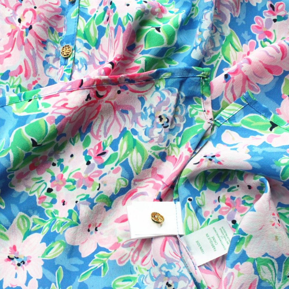 Lilly Pulitzer Elsa Silk Top, Multi Spring In Your Step - Picture 6 of 9